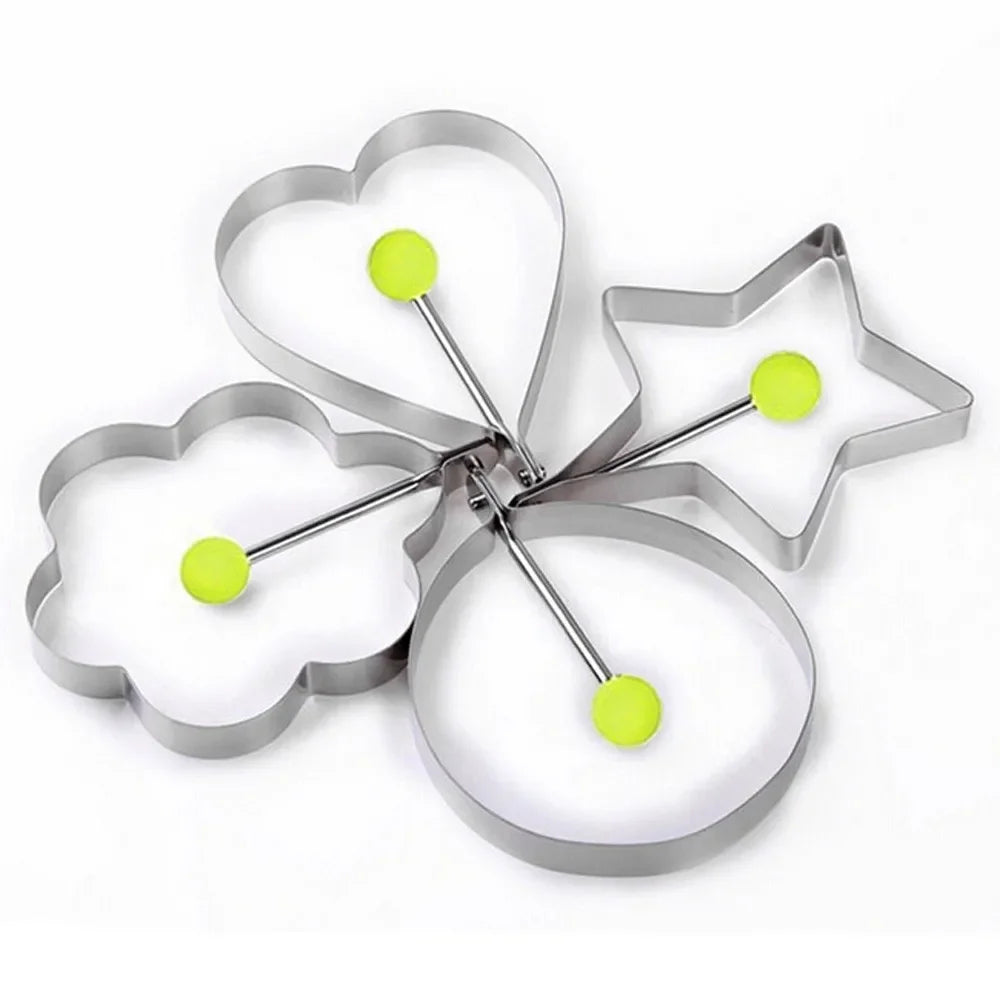 4 Pcs Stainless Steel Egg Mold Set – Heart, Star, Flower
