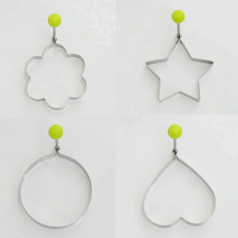 4 Pcs Stainless Steel Egg Mold Set – Heart, Star, Flower