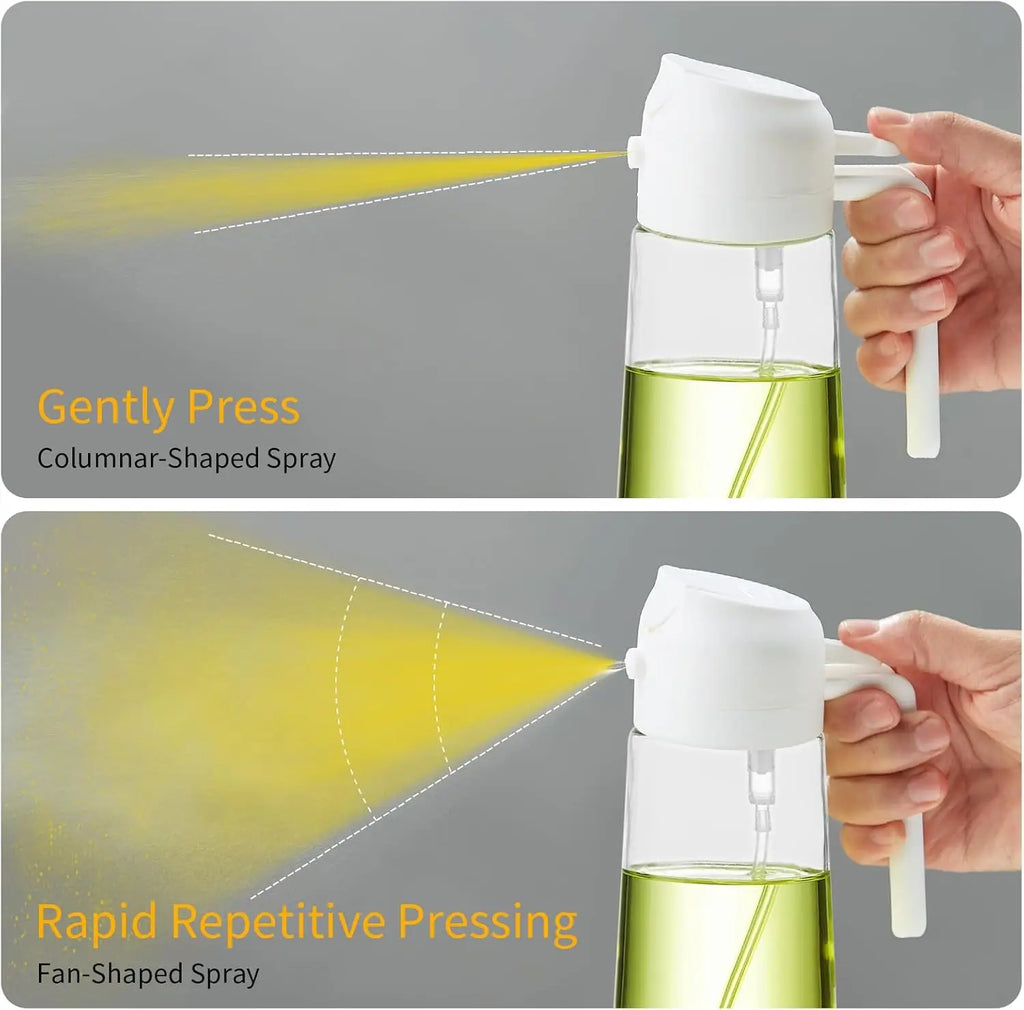 2-in-1 Oil Spray Bottle | Adjustable Mist & Dispenser | 470ml Leak-Proof Glass Container | For Cooking, BBQ, Baking & Air Fryer 470ml (Random Color)